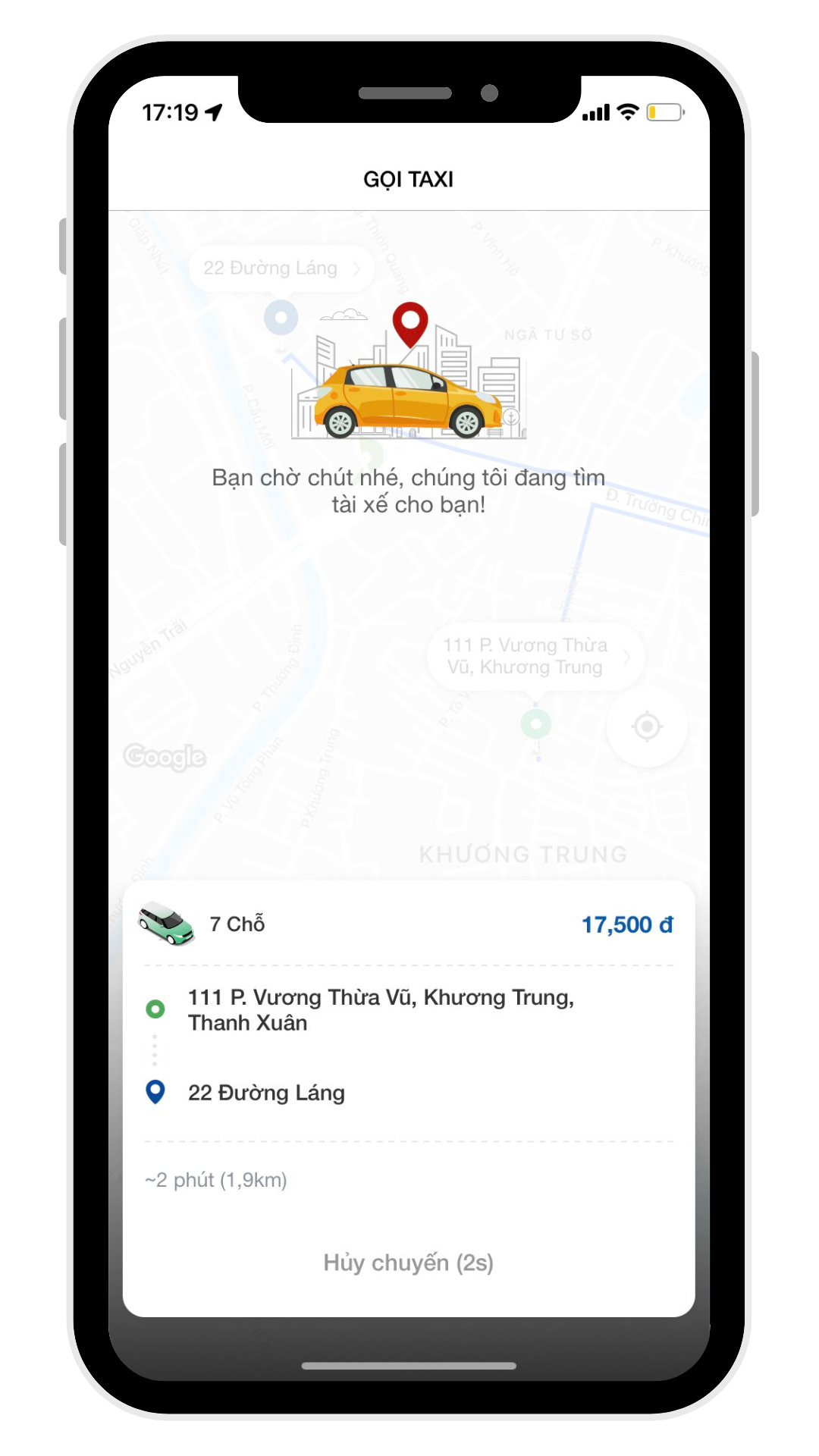cách đặt xe taxi