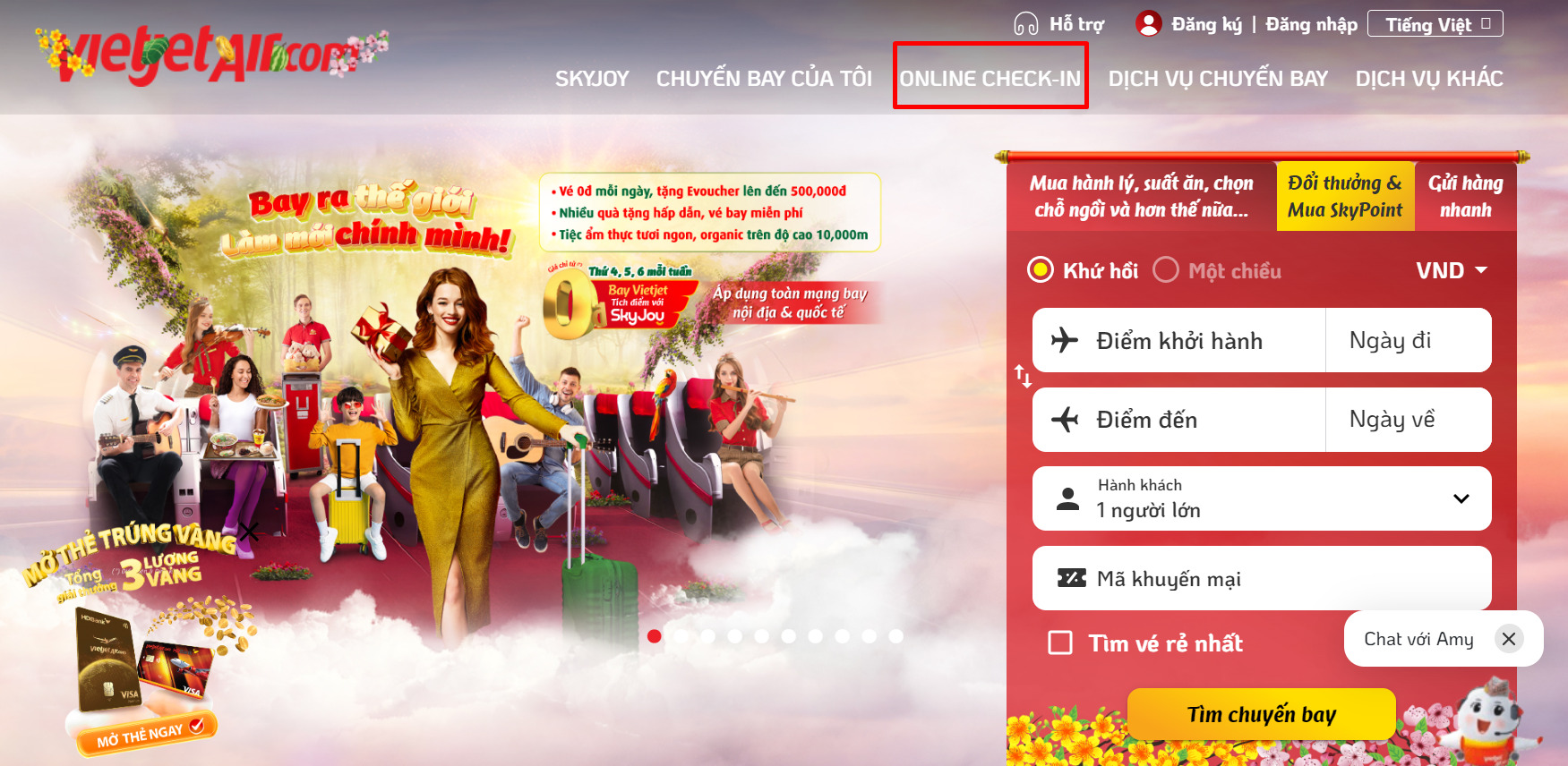 check-in online Vietjet Air khi bay quốc tế