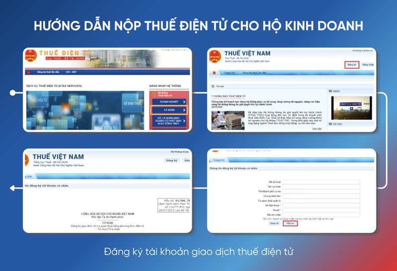 Chủ hộ kinh doanh cần tạo một t&agrave;i khoản để thực hiện c&aacute;c giao dịch thuế điện tử