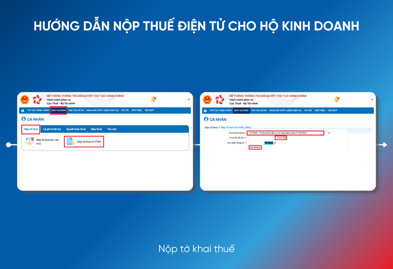 Người nộp thuế tải tờ khai file XML l&ecirc;n hệ thống