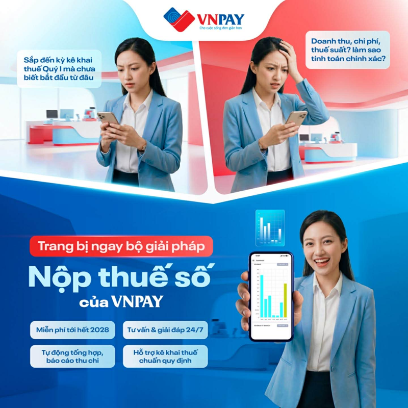 Bộ giải pháp Nộp thuế số tại VNPAY tích hợp các công cụ quản lý bán hàng, kê khai thuế và hóa đơn điện tử trên cùng một nền tảng