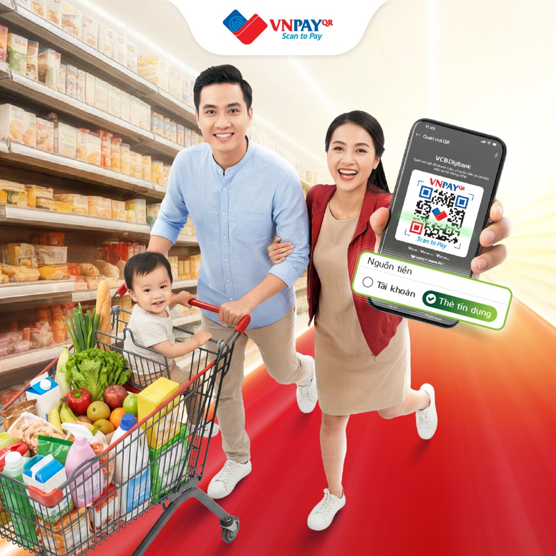 Giải pháp thanh toán số VNPAY-QR có thể trích tiền từ nhiều nguồn khác nhau, kể cả nguồn tiền thẻ tín dụng, đa dạng hóa kênh thanh toán cho người mua