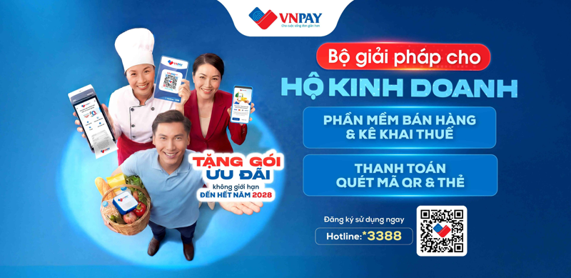 VNPAY đang c&oacute; ưu đ&atilde;i kh&ocirc;ng giới hạn đến hết năm 2028 khi sử dụng Bộ giải ph&aacute;p Thanh to&aacute;n số v&agrave; Nộp thuế số d&agrave;nh cho hộ kinh doanh