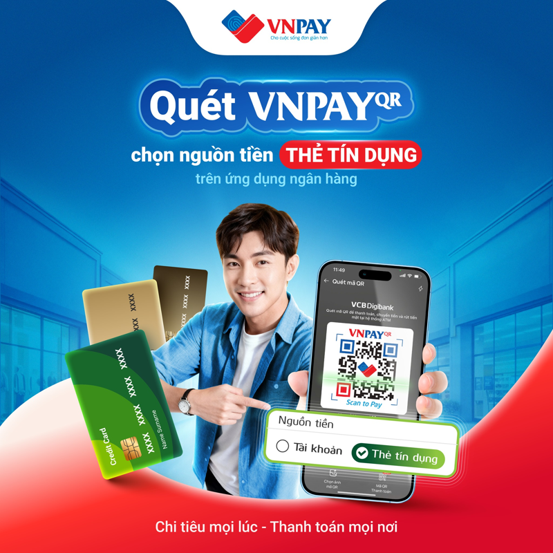 VNPAY-QR cho phép người mua trích tiền từ thẻ tín dụng để thanh toán đơn hàng, giúp người mua chi tiêu thông minh, mua sắm tiện lợi hơn