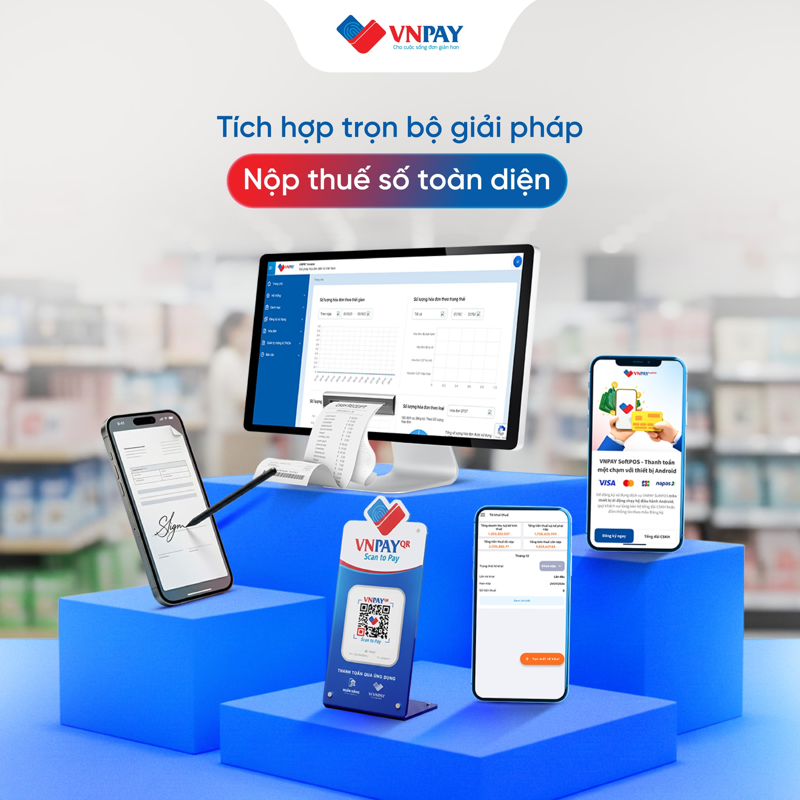 VNPAY cung cấp Bộ giải ph&aacute;p Nộp thuế số to&agrave;n diện tr&ecirc;n c&ugrave;ng một nền tảng, hỗ trợ doanh nghiệp quản l&yacute; kinh doanh v&agrave; k&ecirc; khai thuế ch&iacute;nh x&aacute;c
