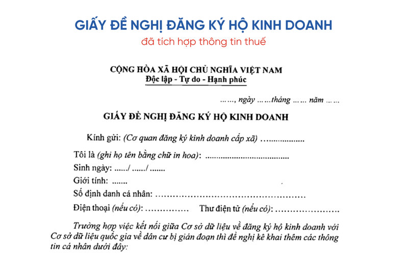 Ở luồng 1, giấy đề nghị đăng ký hộ kinh doanh đã tích hợp sẵn thông tin đăng ký mã số thuế, chủ hộ không cần nộp thêm tờ khai đăng ký thuế riêng