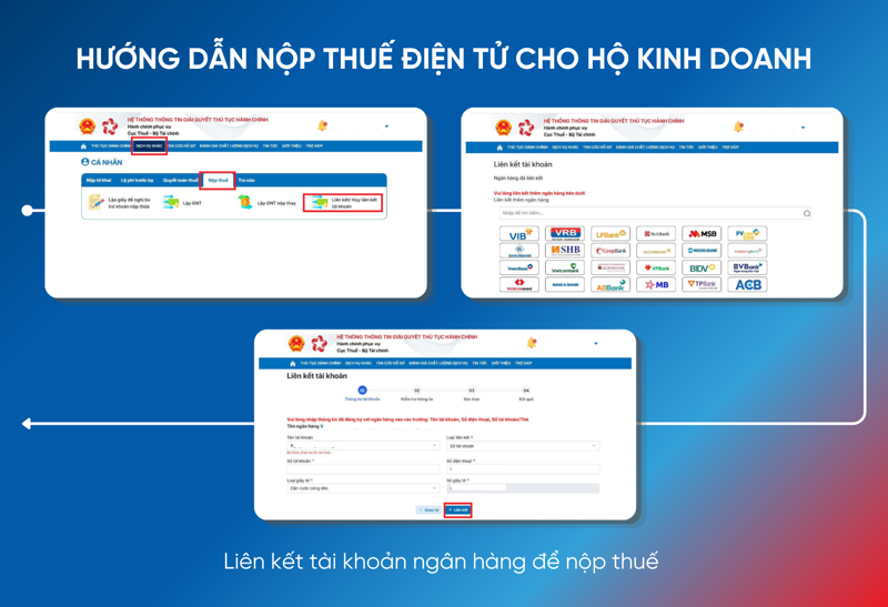 Người nộp thuế cần li&ecirc;n kết t&agrave;i khoản ng&acirc;n h&agrave;ng với hệ thống thuế điện tử trước khi thực hiện nộp thuế online